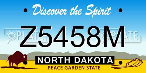 Z5458M North Dakota License Plate