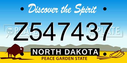Z547437 North Dakota License Plate