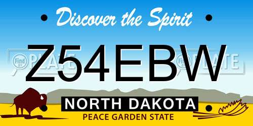 Z54EBW North Dakota License Plate