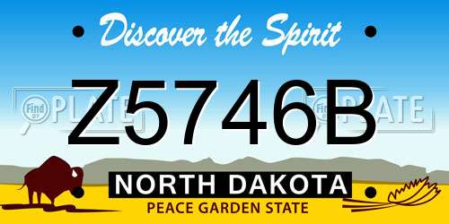 Z5746B North Dakota License Plate