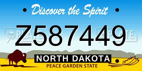 Z587449 North Dakota License Plate