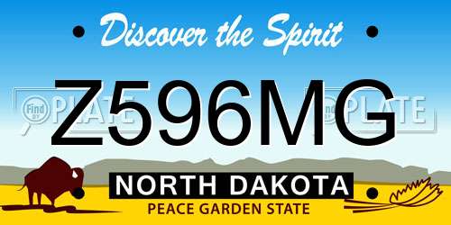 Z596MG North Dakota License Plate