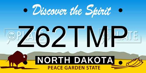 Z62TMP North Dakota License Plate