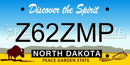 Z62ZMP North Dakota License Plate