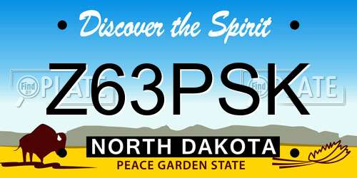 Z63PSK North Dakota License Plate