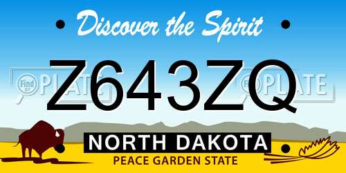 Z643ZQ North Dakota License Plate
