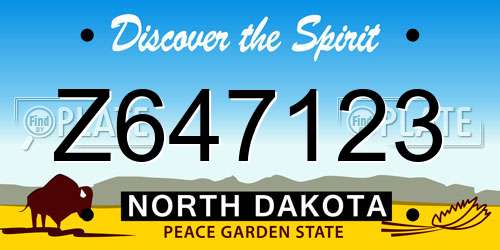 Z647123 North Dakota License Plate