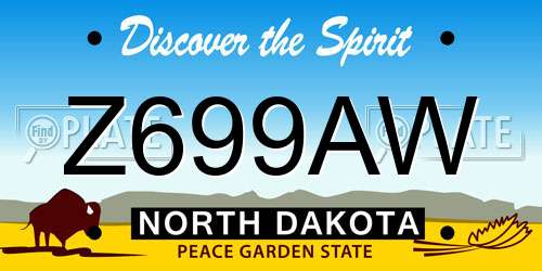 Z699AW North Dakota License Plate