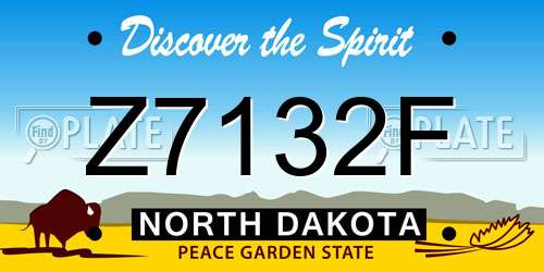 Z7132F North Dakota License Plate