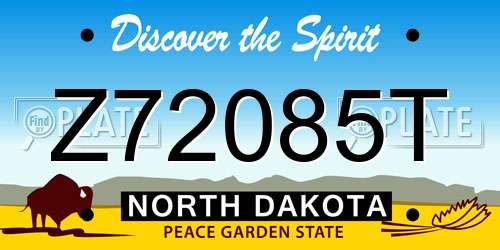 Z72085T North Dakota License Plate