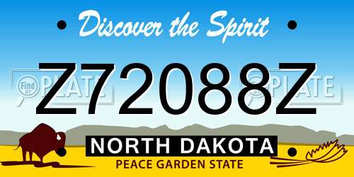 Z72088Z North Dakota License Plate