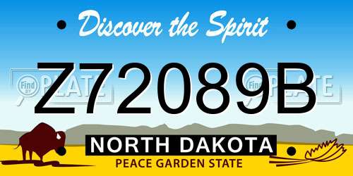 Z72089B North Dakota License Plate