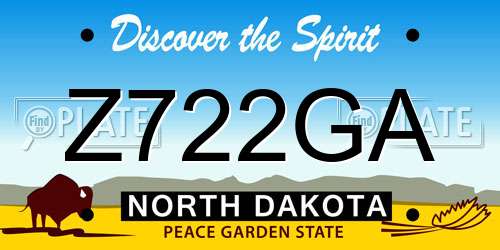 Z722GA North Dakota License Plate