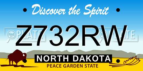 Z732RW North Dakota License Plate