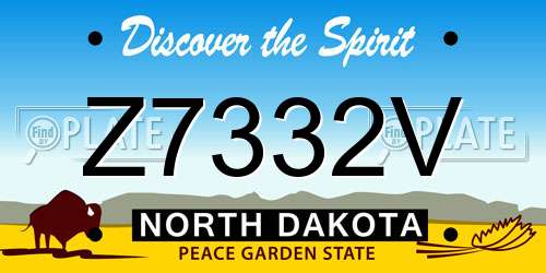 Z7332V North Dakota License Plate