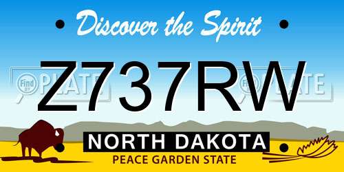 Z737RW North Dakota License Plate