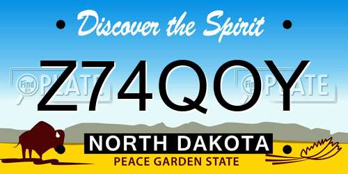 Z74QOY North Dakota License Plate