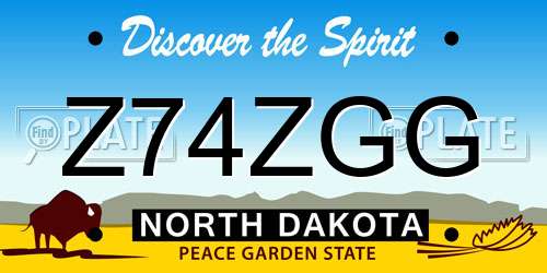 Z74ZGG North Dakota License Plate