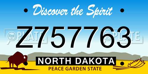Z757763 North Dakota License Plate