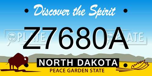 Z7680A North Dakota License Plate