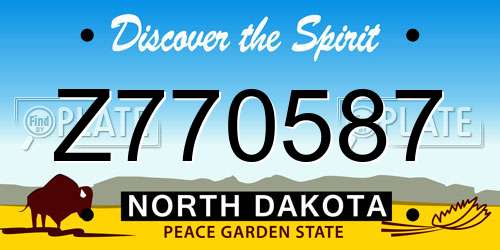 Z770587 North Dakota License Plate