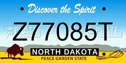 Z77085T North Dakota License Plate