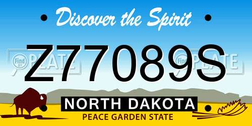 Z77089S North Dakota License Plate