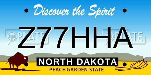 Z77HHA North Dakota License Plate