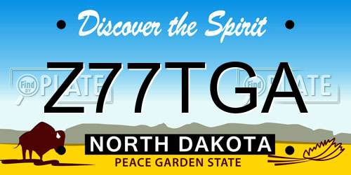 Z77TGA North Dakota License Plate