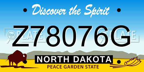 Z78076G North Dakota License Plate