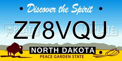 Z78VQU North Dakota License Plate