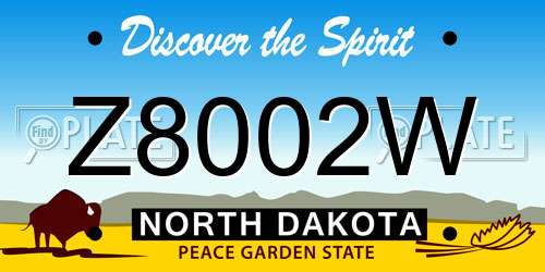 Z8002W North Dakota License Plate