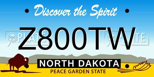Z800TW North Dakota License Plate