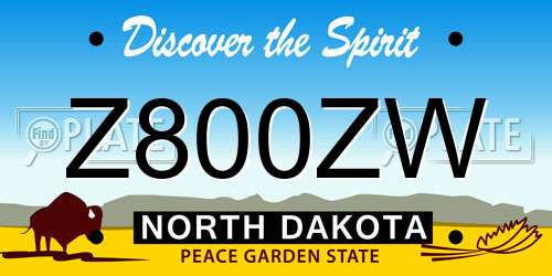 Z800ZW North Dakota License Plate