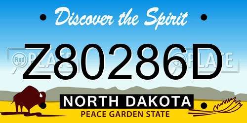 Z80286D North Dakota License Plate