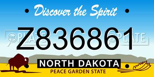 Z836861 North Dakota License Plate