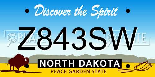 Z843SW North Dakota License Plate