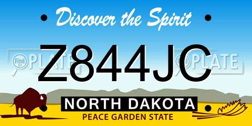 Z844JC North Dakota License Plate