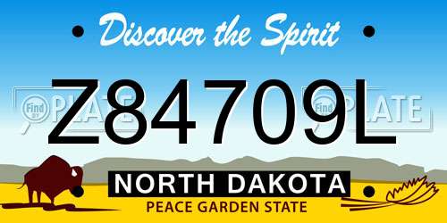 Z84709L North Dakota License Plate