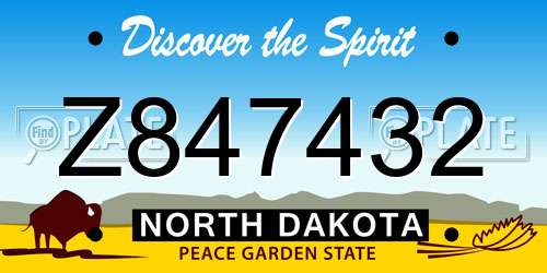 Z847432 North Dakota License Plate
