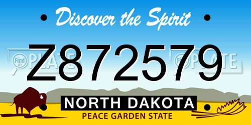 Z872579 North Dakota License Plate
