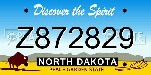 Z872829 North Dakota License Plate