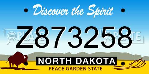 Z873258 North Dakota License Plate