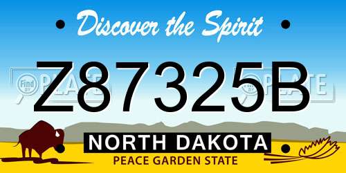 Z87325B North Dakota License Plate