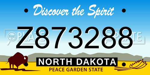 Z873288 North Dakota License Plate