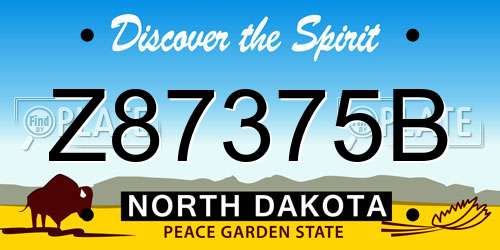 Z87375B North Dakota License Plate