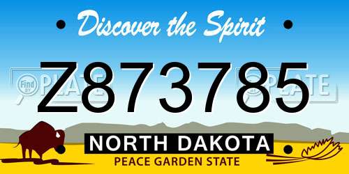 Z873785 North Dakota License Plate