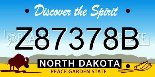 Z87378B North Dakota License Plate