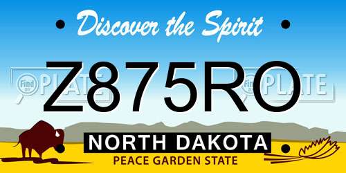 Z875RO North Dakota License Plate