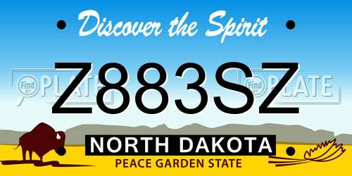 Z883SZ North Dakota License Plate